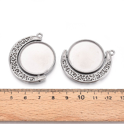 Non-Tarnish 304 Stainless Steel Rotatable Pendant Cabochon Settings STAS-N114-01P-1