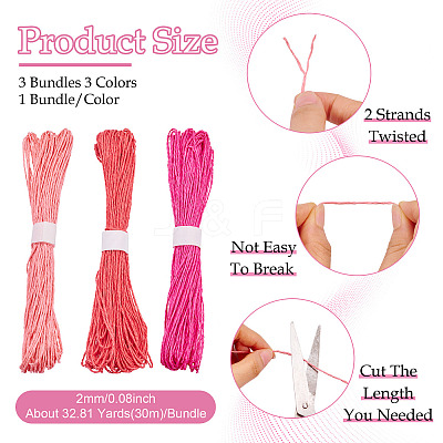 3 Bundles 3 Colors Paper Cords String OCOR-TA0002-15A-1
