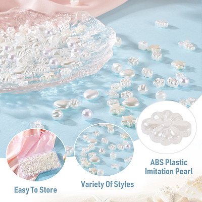 500Pcs 10 Style ABS Plastic Imitation Pearl Beads KY-BY0001-02-1