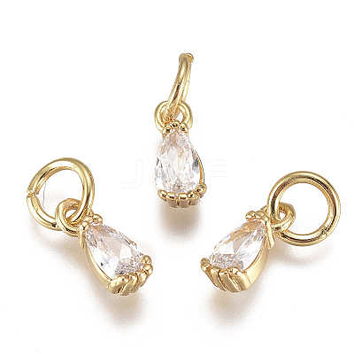 Brass Micro Pave Cubic Zirconia Charms X-ZIRC-F111-04G-09-1