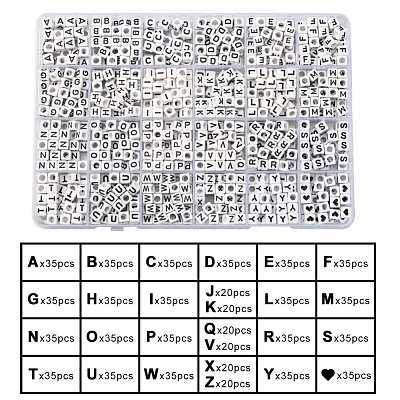Opaque Acrylic Horizontal Hole Letter Beads SACR-YW0001-44-1