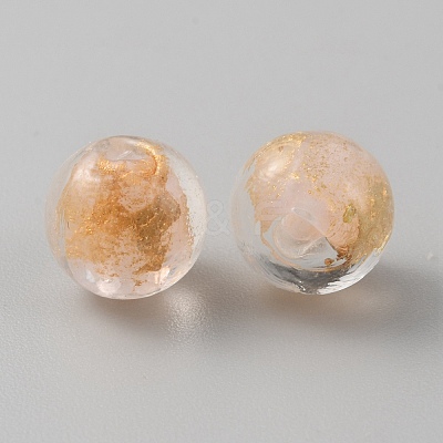 Handmade Gold Sand Lampwork Beads LAMP-WH0011-03B-05-1