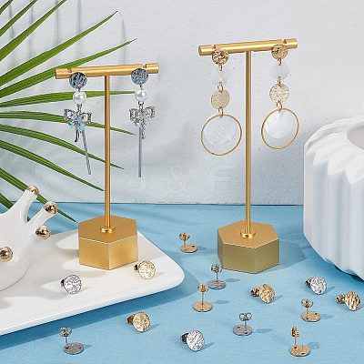 40Pcs 2 Colors Ion Plating(IP) 304 Stainless Steel Stud Earring Findings STAS-SC0005-32-1