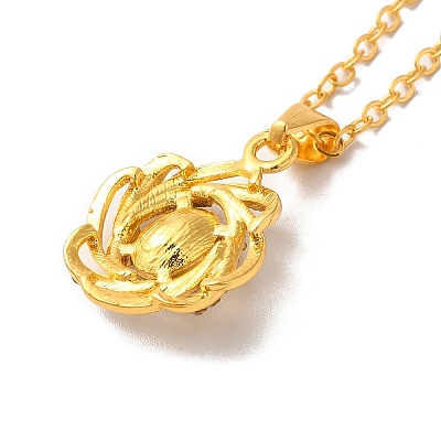 Rhinestone Flower Pandant Necklace with Cable Chains NJEW-K247-01G-1