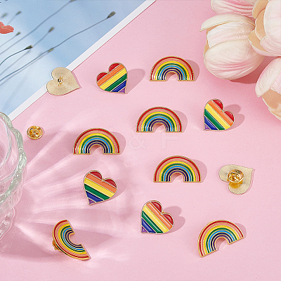12Pcs 2 Styles Pride Month Enamel Pins JEWB-ME0001-32-1
