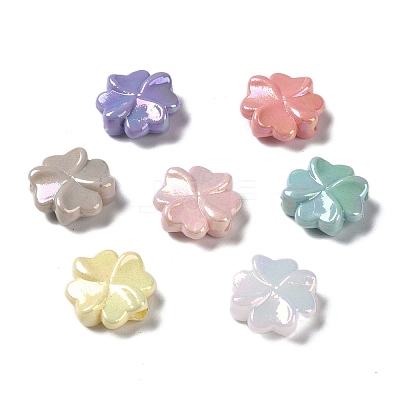 UV Plated Iridescent Opaque Acrylic Beads OACR-G033-01-1