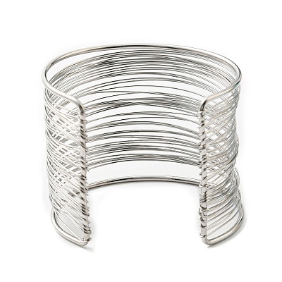 Non-Tarnish 304 Stainless Steel Multi Line Cuff Bangles LS-BJEW-E079-01P-1