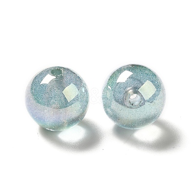 UV Plating Transparent Rainbow Iridescent Acrylic Beads OACR-D010-01H-1