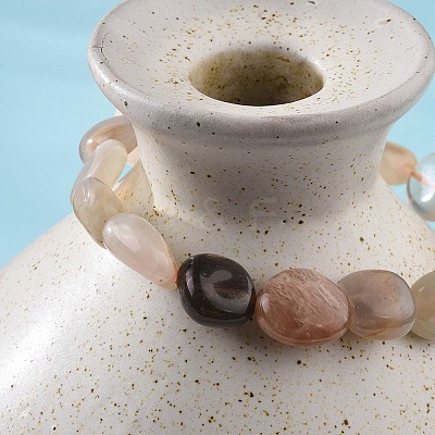 Natural Multi-Moonstone Stretch Beaded Bracelets LS-BJEW-K213-C14-1