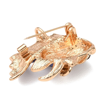 Golden Alloy Rhinestone Lapel Pin Brooches JEWB-K041-04KCG-02-1