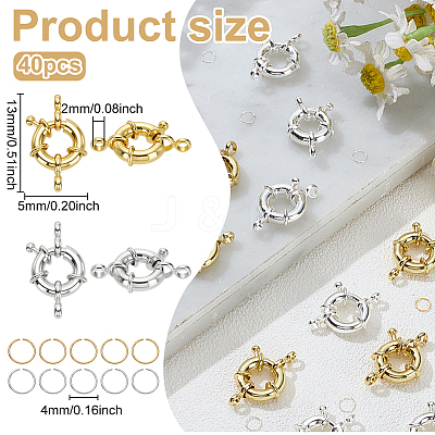 20Pcs 2 Colors Rack Plating Brass Spring Clasps KK-ME0003-47-1