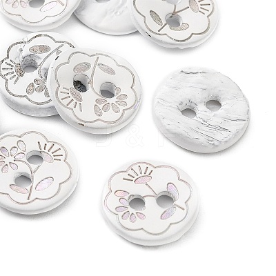 Laser Flower Pattern Natural Abalone Shell/Paua Shell Buttons SH-CBA18B6-04B-1