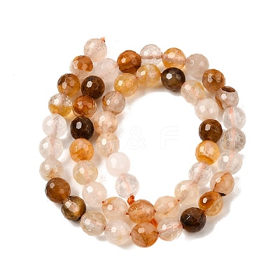 Natural Yellow Hematoid Quartz Beads Strands X-G-I003-8mm-04-1