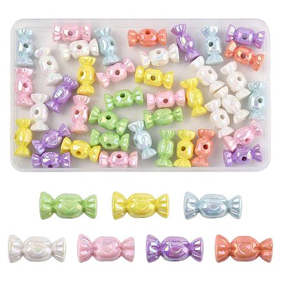 40Pcs UV Plating Opaque Acrylic Beads OACR-FS0002-27-1