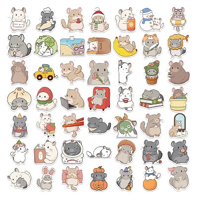 50Pcs Mouse PVC Waterproof Cartoon Stickers STIC-T0001-10-1