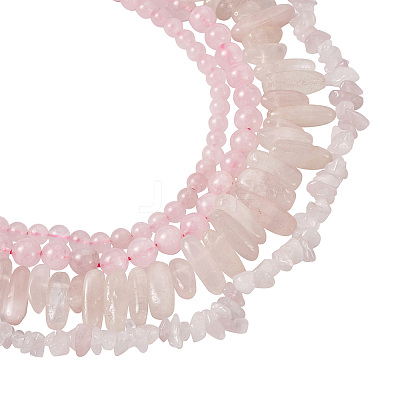 4 Strands 4 Style Natural Rose Quartz Stone Bead Strands G-KS0001-11-1