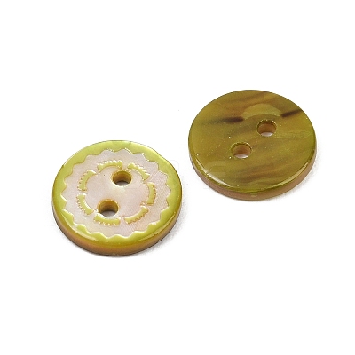 Wavy Edge Spray Painted Natural White Shell Buttons SH-CBA1576-01B-1