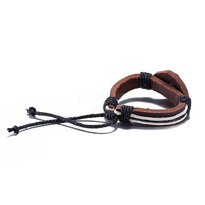 Adjustable Casual Unisex Flower Leather Bracelets BJEW-BB15621-1