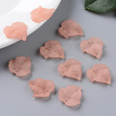 Transparent Frosted Acrylic Leaf Pendants X-PAF002Y-6-1