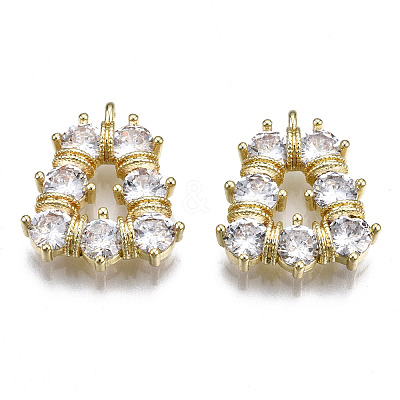 Brass Inlaid Clear Cubic Zirconia Pendants ZIRC-S069-025G-1