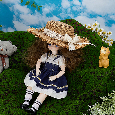 Straw Hat for Dolls DOLL-WH0002-42B-1