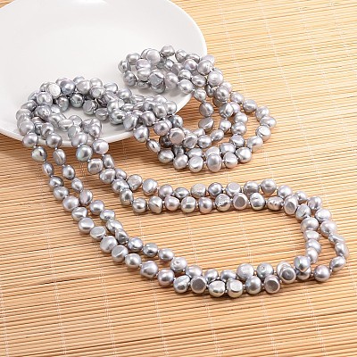 Natural Pearl Nuggets Beaded Necklace NJEW-P126-B-01D-01-1