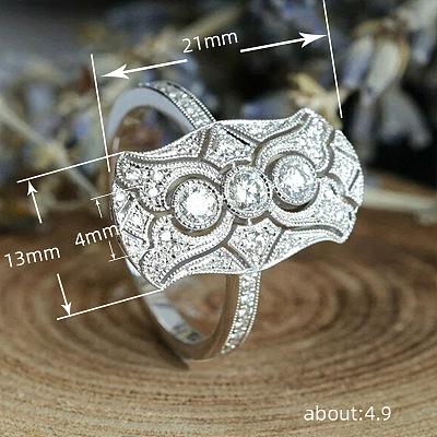 Retro Brass & Cubic Zirconia Finger Rings FS-WGF6FC6-03-1