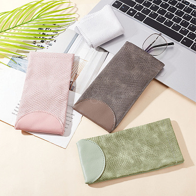 3Pcs 3 Color Snake Skin Pattern Imitation Leather Slip-in Glasses Cases AJEW-GF0006-54-1