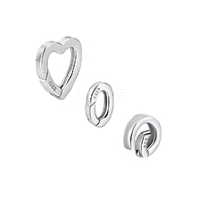 3Pcs 3 Styles 925 Sterling Silver Spring Gate Rings STER-PH0003-52-1