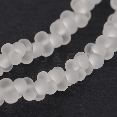 Frosted Bone Glass Bead Strands GLAA-J080-A01-1