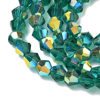 Electroplate Transparent Glass Beads Strands EGLA-K015-18I-1