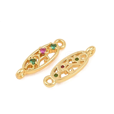 Brass Pave Cubic Zirconia Connector Charms KK-H533-08B-G-1