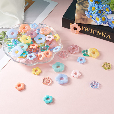 120Pcs 15 Style Transparent & Opaque Acrylic Bead Frames OACR-BT0001-03-1