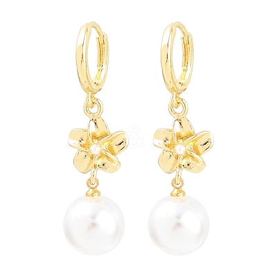 Valentine's Day Flower Brass Hoop Earrings EJEW-Z164-03G-1