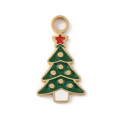 Christmas Theme Ion Plating(IP) 304 Stainless Steel Enamel Charms STAS-Z083-08G-03-1