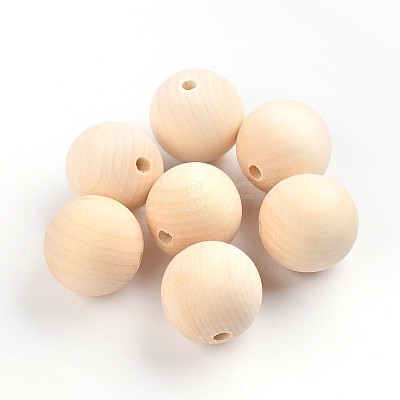 Round Unfinished Wood Beads X-WOOD-Q008-35mm-LF-1