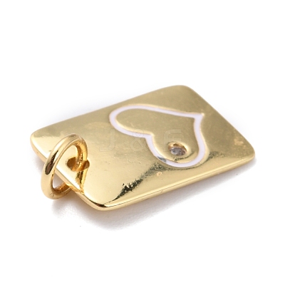 Brass Enamel Cubic Zirconia Pendants ZIRC-O044-11B-G-1