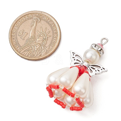Pearlized Glass Pearl Beads Pendants PALLOY-MZ00487-03-1