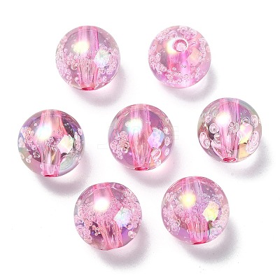 UV Plating Transparent Rainbow Iridescent Acrylic Beads TACR-D010-07C-1