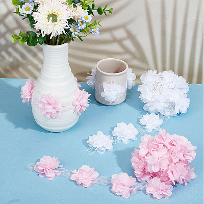 9~10 Yards 2 Colors 3D Organza Flower Trimming FIND-GF0004-50-1
