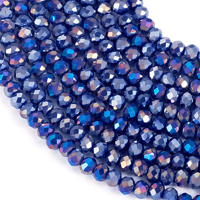 10 Strands Baking Electroplate Glass Beads Strands GLAA-BW0001-01-1