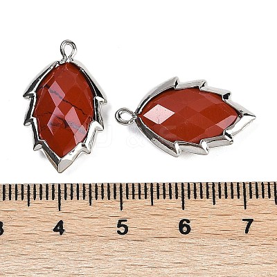 Natural Red Jasper Faceted Leaf Pendants G-I375-04P-16-1