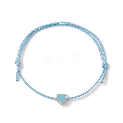 Alloy Enamel Heart Braided Bead Bracelet BJEW-JB09737-06-1
