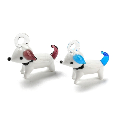 Handmade Lampwork Puppy Pendants LAMP-X262-M-1