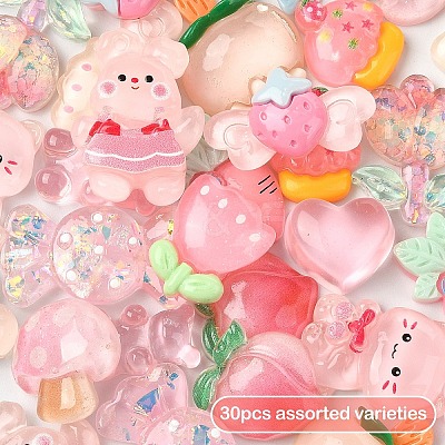 28Pcs 14 Styles Translucent Resin Cabochons CRES-YW0002-36B-1