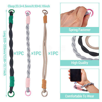 3Pcs 3 Styles Polyester Cord Phone Hand Strap Chains AJEW-TA0002-62A-1