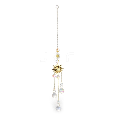 Glass Teardrop Big Pendant Decorations HJEW-M005-05A-G-1