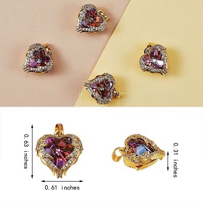 4Pcs Brass Rhinestone Pendants KK-SZ0005-34-1