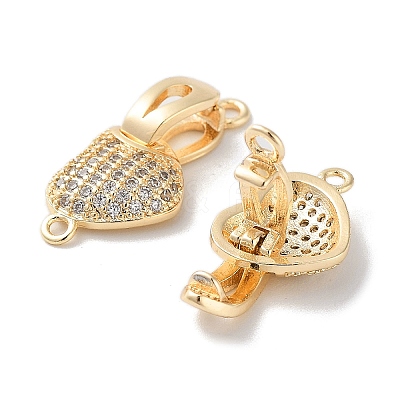 Brass Micro Pave Cubic Zirconia Fold Over Clasps KK-E107-02G-1