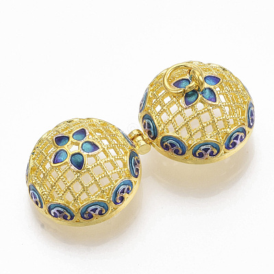 Rack Plating Brass Cage Pendants KK-T053-02G-1